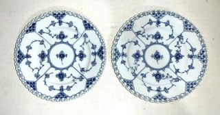 2 Vintage Royal Copenhagen Blue Fluted Full Lace Bread Plates 1st Quality 1088