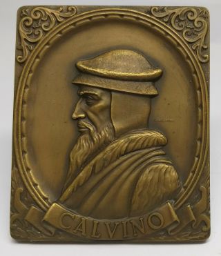 French Theologian Reformer John Calvin Bronze Medal/ Protestant Reformation