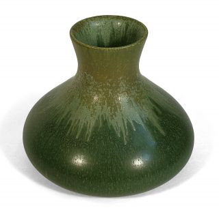 2003 Ephraim Faience Studio Art Pottery Dovetail Matte Green Vase Ken Nekola