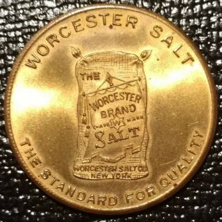 Worcester Iodized Salt Bag Good Luck Swastika Token Warsaw Ny Medal Health Coin