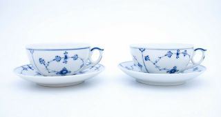 2 Teacups & Saucers 315 - Blue Fluted - Royal Copenhagen
