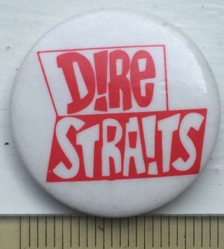 Vtg Og 1980s Dire Straits Logo 25mm Pin Badge Twisting By The Pool Music Band