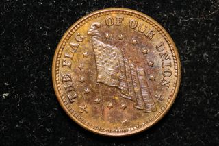 1863 United States.  Civil War Token.  " The Flag,  Our Union,  Shot Him On The Spot "