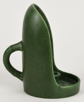 HAMPSHIRE POTTERY MATTE GREEN ARTS AND CRAFTS HOODED CANDLESTICK HOLDER 2