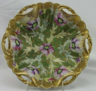 Unmarked Nippon Raised Gold Moriage Poppies Multi Handle Bowl Gorgeous