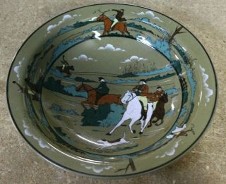 1909 Deldare Ware Buffalo Art Pottery Bowl The Fallowfield Hunt Breaking Cover