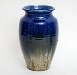 Ephraim Faience Pottery Blue Experimental Sunray Vase - Paul Mcvikers Crystal