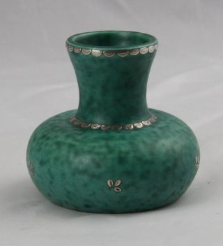 Vintage Gustavsberg Argenta Sweden Pottery Vase 1095 Anchor Mark 3 " X 3.  5 "