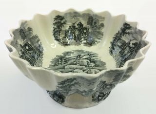 W T Copeland And Sons 9 " Footed Serving Bowl Pastoral Scene Toile Pattern