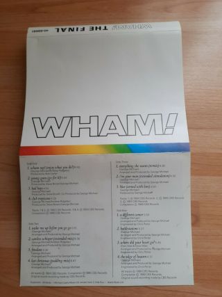 Wham The Final double cassette 1986 Epic label 40 - 88681 3