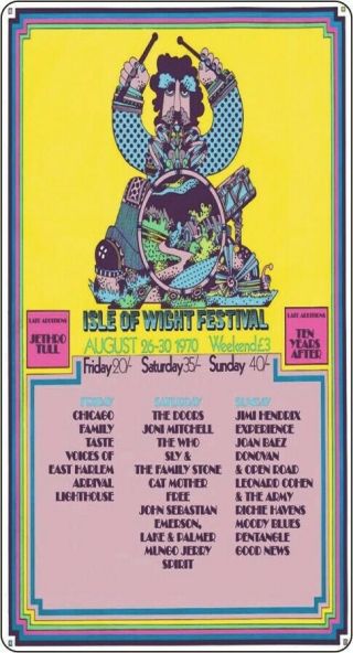 Isle Of Wight Festival 1970 Retro Poster Style Fridge Magnet