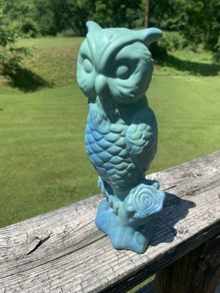 Vintage Ming Blue Van Briggle Art Pottery Colo Springs Co Owl.  Color.