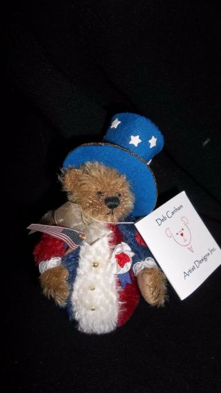 Celebration Deb Canham 2001 1205/1500 Roly Poly Red White Blue Teddy Bear