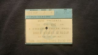 The Who Concert Ticket Stub 7/16/1989 Pittsburgh,  Pa