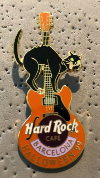 Hard Rock Cafe Barcelona,  Spain Halloween Black Cat Orange Guitar Lim Edition