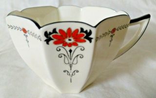 Vintage Shelley Red Daisy Queen Anne Art Deco Trio - Tea Cup,  Saucer,  Plate 3