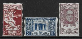 Italy 1922 Nh Complete Set Of 3 Sass 128 - 130 Cv €150