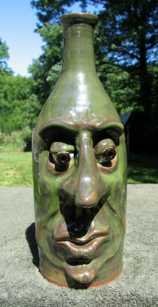 Sh Tfaced Drunk Wine Bottle Face Jug Ugly Folk Art Southern Pottery Ceramic Nc