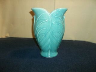 Last Listing Vintage Nelson Mccoy Gloss Green 8 " Tall Leaf Vase