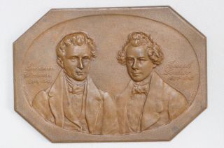Johann Strauss (1804 - 1849) Joseph Lanner (1801 - 1843) Uniface Medal.  Bronze Medl.