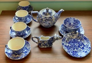 Rare 13 Piece Chintzware Blue And White Tea Set By Laura Ashley,  Tea Party
