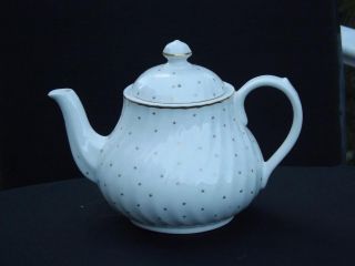 Laura Ashley Starlight Teapot 5 Cup Gold Stars Staffordshire England 1989 Exc