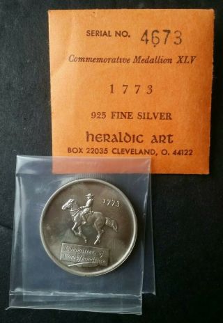 1973 Heraldic Art Boston Tea Party Sterling Silver Medal