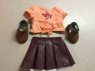 Tenney Meet Outfit Skirt Boots Shirt Authentic American Girl Doll Retired