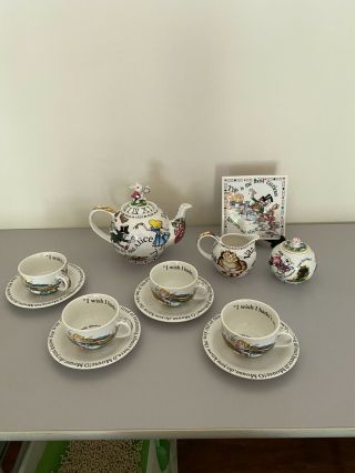 Paul Cardew Alice In Wonderland Tea Set Complete Set W/ Bonus Sandwich Plate