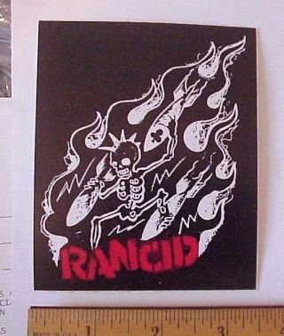 Rancid Skeleton Bombs With Flames Peel - Off Sticker