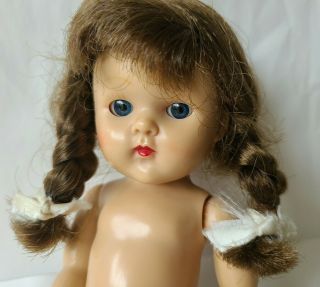 1950s Early Vogue Ginny Doll Braids - Blue Eyes Painted Lashes - Pretty