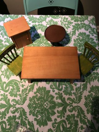 American Girl Dining Room Set 2000 Kitchen Table Chairs Cabinet