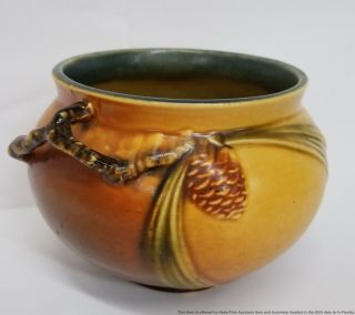Vintage Roseville Pottery Pinecone 1930s 632 - 4 Bowl Vase Jardiniere