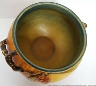 Vintage Roseville Pottery Pinecone 1930s 632 - 4 Bowl Vase Jardiniere 3