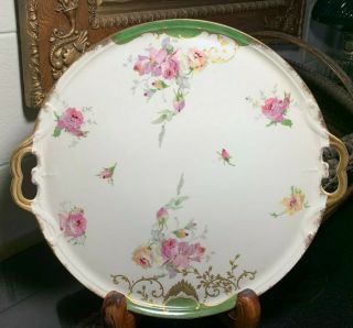 Lazarus Straus & Sons Ls&s Limoges 15 " Round Handled Platter / Tray -
