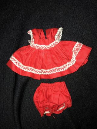 Vintage 1956 Vogue Ginny Doll Kinder Crowd Red Dress W/ Heart Lace & Panties Tag