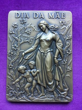 Antique Rare Bronze Medal Of Mother´s Day Made By Cabral Antunes