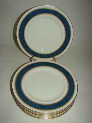 Royal Worcester Belvoir Blue Bone China Porcelain 8 Salad Plates 8 "