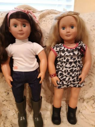 2 Our Generation Dolls 18 Inch 1 With Blonde Hair One With Dark Brown