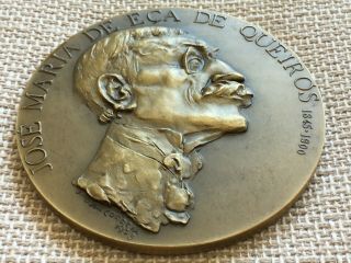 antique and rare bronze medal of Eça de Queirós,  1973 3