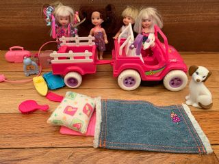 Kelly Power Wheels Car Jeep Trailer 1997 Mattel Barbie Loy Toys Boy Girls Bed