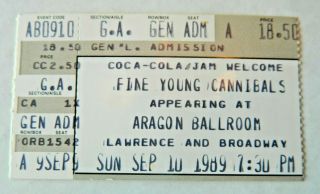 1989 Fine Young Cannibals Ticket Stub Aragon Ballroom Chicago
