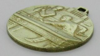Italian Billiard Federation Antique Bronze Art Medal Pendant 3