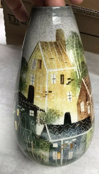 Sascha Brastoff Calif.  F24 Vase Scenic Multi - Colored 10 " H