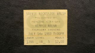 Stevie Nicks W/joe Walsh Concert Ticket Stub 7/14/1983 Kansas City,  Mo