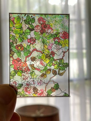 Vintage Miniature Dollhouse England Painted Stained Glass Window Panel