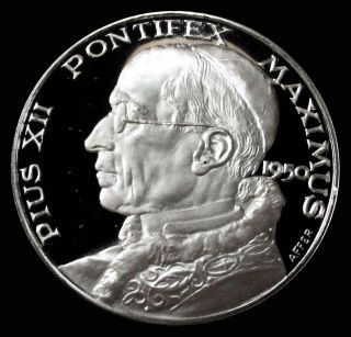 Pope Pius Xii Silver Proof 35.  5 Gram (45mm) Medal
