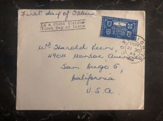 1949 Cork Ireland First Day Cover Fdc To San Diego Ca Usa