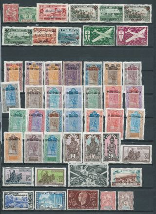 French Colonies Good Hinged Lot Upper Volta Alaouites Reunion Etc 2 Scans