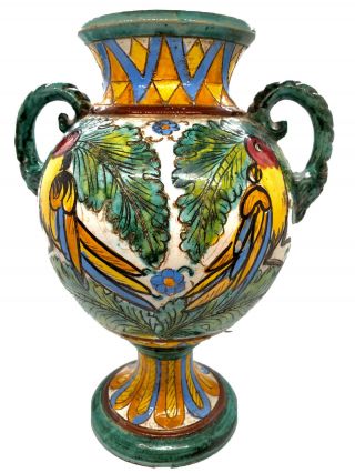 Vintage Italian Urn Vase Handles - Zulimo Aretini - Sgraffito - 12” Tall